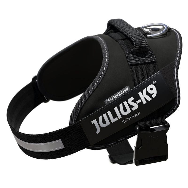 JULIUS-K9 IDC® Power Harness – Adjustable Dog Harness with Reflective Straps, Durable Control Handle, Black